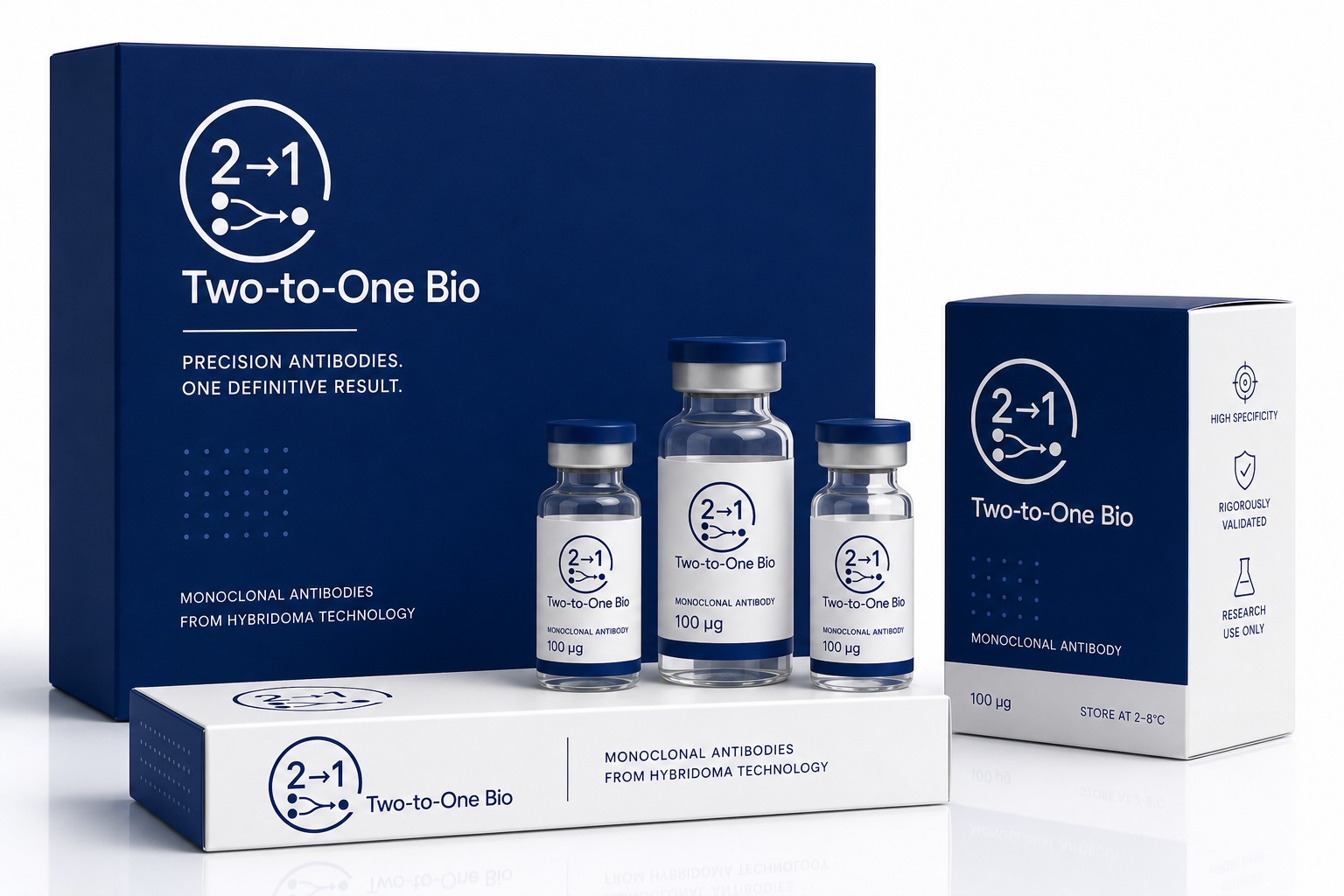 2-to-1 Bio monoclonal antibody kit packaging and vials